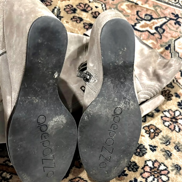 APEPAZZA ‘Amsterdam Power’ Above-Knee Wedge Heel Tall Boots. Grey Suede. - Picture 10 of 10